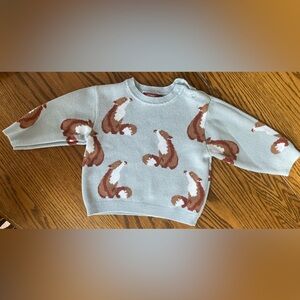 GUC Milkbarn birdseye knit jacquard fox sweater 12-18 months